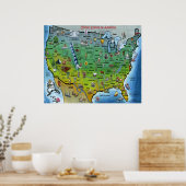 USA Cartoon Large Map Poster (Küche)