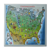 USA Cartoon Map Fliese (Vorderseite)