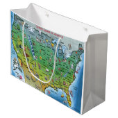 USA Cartoon Map Große Geschenktüte (Vorderseite Schrägansicht)
