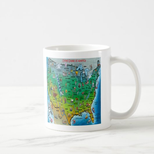 USA Cartoon Map Kaffeetasse (Rechts)