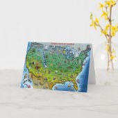 USA Cartoon Map Karte (Gelbe Blume)