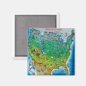 USA Cartoon Map Magnet (Vorderseite/Rückseite)