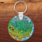 USA Cartoon Map Schlüsselanhänger (Vorderseite)