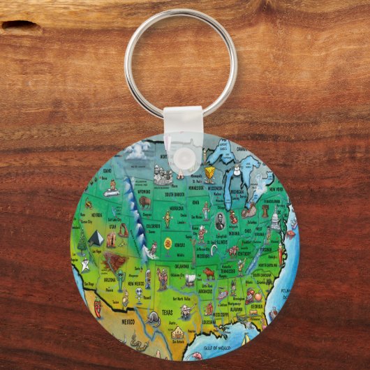 USA Cartoon Map Schlüsselanhänger (Vorderseite)
