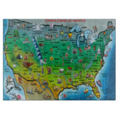 USA Cartoon Map Schneidebrett (Vorderseite)