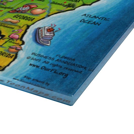 USA Cartoon Map Schneidebrett (Ecke)