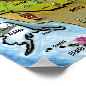 USA Cartoon Map Small Poster (Ecke)
