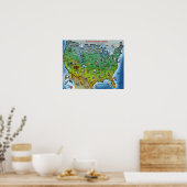 USA Cartoon Map Small Poster (Küche)