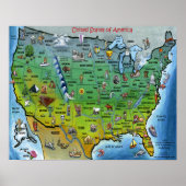 USA Cartoon Map Small Poster (Vorne)