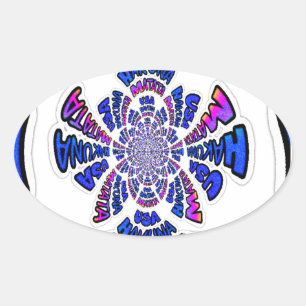 USA Celebration: Lieblicher Spaß Text Dynamic Art Ovaler Aufkleber
