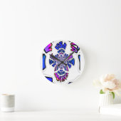 USA Celebration: Lieblicher Spaß Text Dynamic Art Runde Wanduhr (Zuhause)