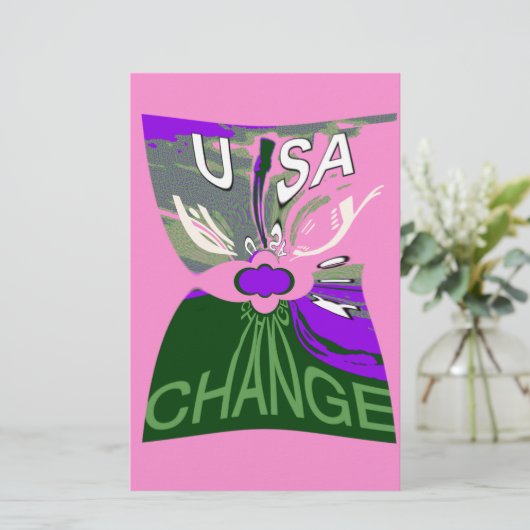USA Change Art Print Briefpapier (Stehend Vorderseite)