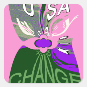 USA Change Art Print Quadratischer Aufkleber