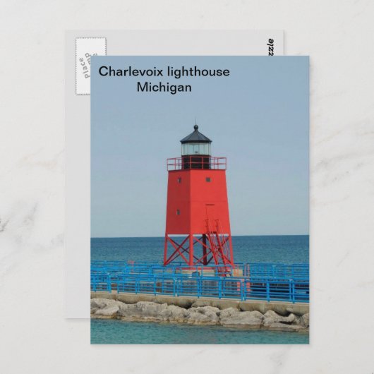USA, Charlevoix Leuchtturm, Michigan Postkarte (Vorne/Hinten)