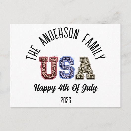 USA Cheetah Print Personalisiert Wiedersehen Name Postkarte (Vorderseite)