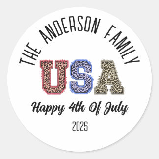 USA Cheetah Print Personalisiert Wiedersehen Name Runder Aufkleber