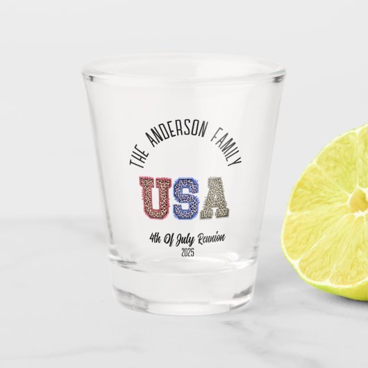 USA Cheetah Print Personalisiert Wiedersehen Name Schnapsglas (Vorderseite)