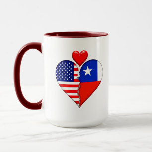 USA Chile Herz Flaggen Spanisch Hispanisches Erbe Tasse