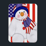 USA Christmas Snowman Magnet<br><div class="desc">Niedlicher kleiner US / Amerikaner detailliert Weihnachtsschneemann mit einem Hut und Schal mit den vereinten Staaten Flaggen-Design auf ihnen .. perfekte patriotische Weihnachtsartikel aus Ricaso</div>