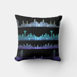 USA City Skylines Silver Nightlife Kissen