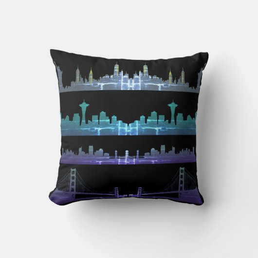 USA City Skylines Silver Nightlife Kissen (Vorderseite)