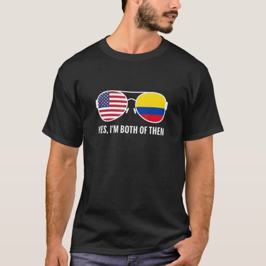 Usa Colombia Flag Sunglasses Colombian Americans T-Shirt (Vorderseite)
