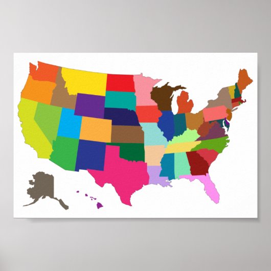 USA Color Map Poster (Vorne)