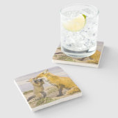 USA, Colorado, Breckenridge. Mutter von Rotfuchs 2 Steinuntersetzer (Seitenansicht)