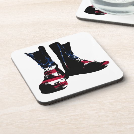 USA Combat Boots Getränkeuntersetzer (Linke Seite)