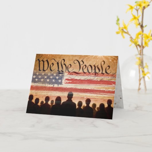 USA Constitution With Flag for Birthday Karte (Gelbe Blume)