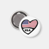 USA Country Code Flag Heart, Vereinigte Staaten Magnet (Vorderseite/Rückseite)