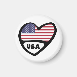 USA Country Code Flag Heart, Vereinigte Staaten Magnet