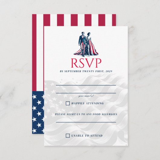 USA Couple RSVP Karte (Vorne/Hinten)