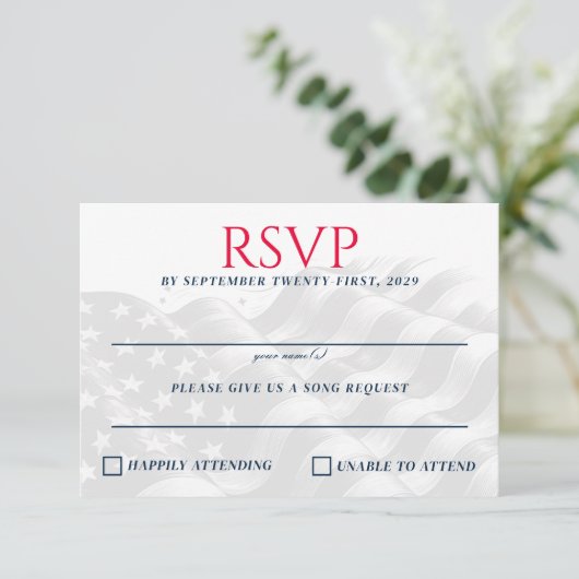 USA Couple RSVP Karte (Stehend Vorderseite)