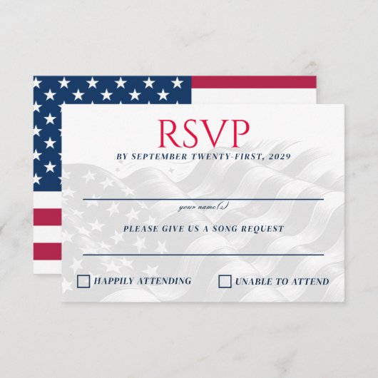 USA Couple RSVP Karte (Vorne/Hinten)