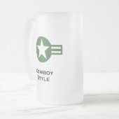 USA Cowboy Style Green Mattglas Bierglas (Vorderseite Links)