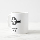 USA Cowboy Style schwarz Kaffeetasse (Vorderseite Links)
