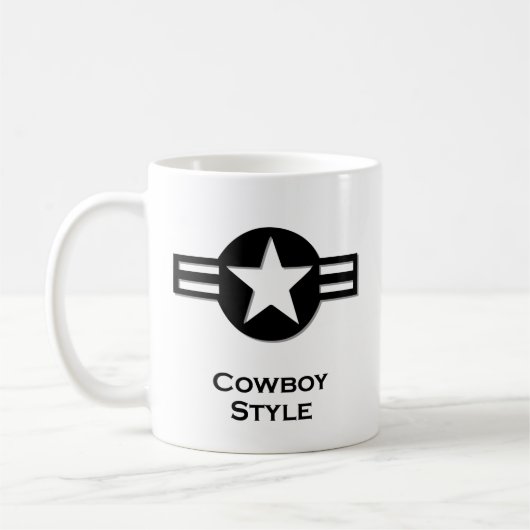 USA Cowboy Style schwarz Kaffeetasse (Links)