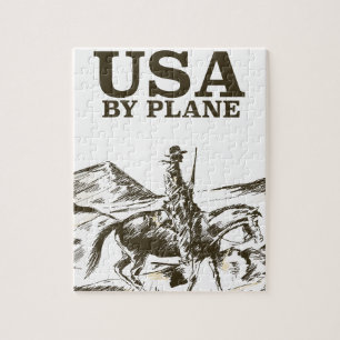 USA Cowboy Travel Poster Puzzle