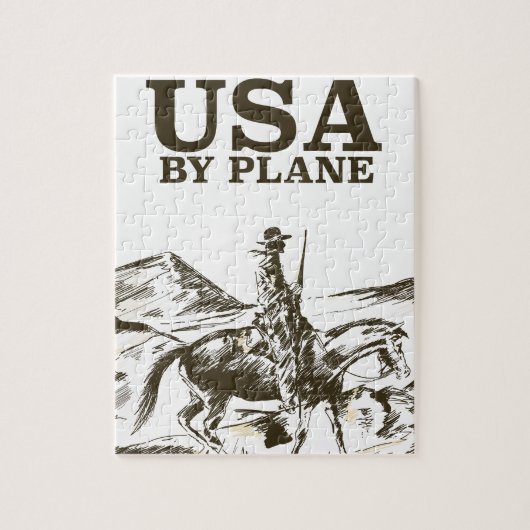 USA Cowboy Travel Poster Puzzle (Vertikal)