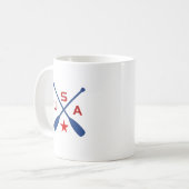 USA Crossed Paddle Oars mit Star Light Color Kaffeetasse (Vorderseite Links)