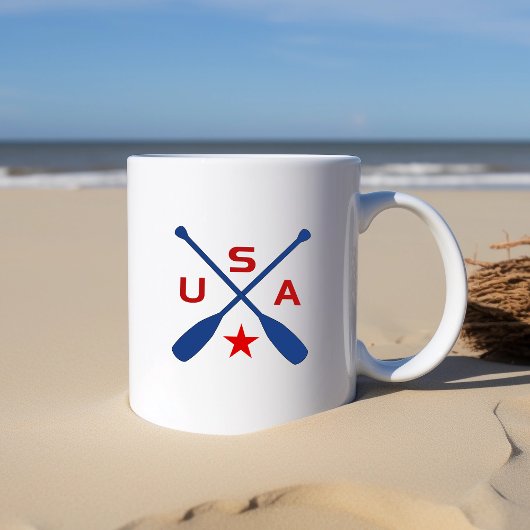 USA Crossed Paddle Oars mit Star Light Color Kaffeetasse