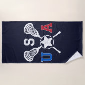 USA Crosskick Emblem - Lacrosse USA American Flag Strandtuch (Vorderseite)