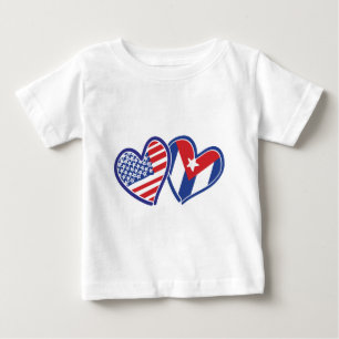 USA CUBA Flag Hearts Baby T-shirt