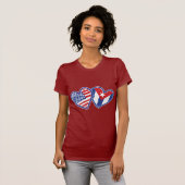 USA CUBA Flag Hearts T-Shirt (Vorne ganz)