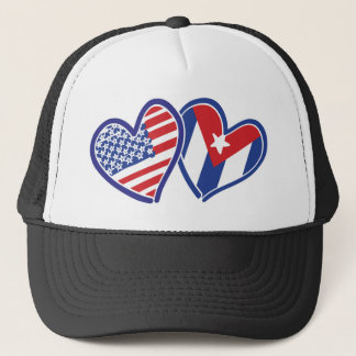 USA CUBA Flag Hearts Truckerkappe