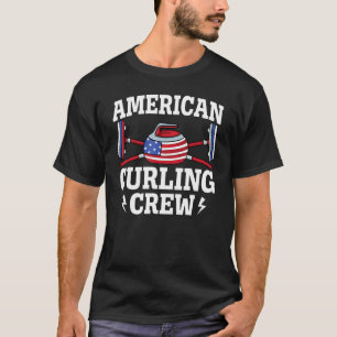 USA Curler Broom Winter Ice Sports American Flag C T-Shirt