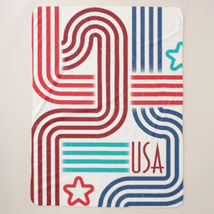 USA Deco Streifen - Amerikas 250. Jubiläum Sherpadecke