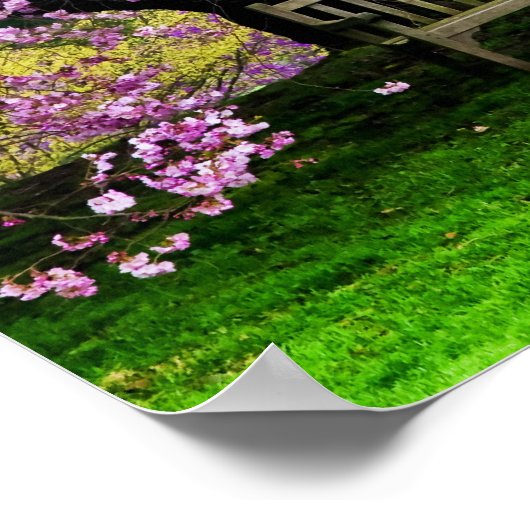 USA, Delaware, Wilmington. Holzbank unter Poster (Ecke)