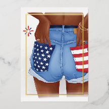 USA Denim Girl Birthday Party Foil Einladung